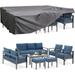 AECOJOY Aluminum Patio Furniture Set with Cover Modern Outdoor Patio Furniture with Coffee Table 7 Pieces Outdoor Conversation Set with Blue Cushions for Balcony with Cover Porch Lawn and More