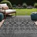 ONKER Waikiki Boho Indoor Outdoor Rug 6x9 Washable Outside Carpet for Patio Deck Porch Bohemian Area Rug Farmhouse Rugs Aztec Tribal Rug Black and White