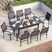 & William 9 Pieces Patio Dining Furniture for 6-8 People Outdoor PE Rattan Chairs and Expandable Rectangle Metal Table Set Modern Outside Dining Set with Cushions for Porch Backyar