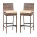 OverPatio 2 Packs Wicker Bar Stools with Cushion High Bar Wicker Chairs for Kitchen Balcony Deck Yard Brown