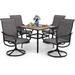 simple VILLA Patio Dining Set for 6 7 Piece Outdoor Table and Chairs with 6 Padded Swivel Chairs & 1 60 x 38 Wood Like Metal Dining Table(1.57 Umbrella Hole) All Weat