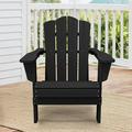 leecrd Patio Folding HDPE Resin Adirondack Chair Black