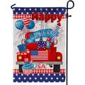 Happy 4th of July Garden Flag USA Patriotic Celebration Firework Car Garden Flag - Perfect for Your Outdoor Hanging Decorations 12x18 Inch