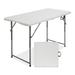 LemoHome 4ft Folding Table Portable Plastic Indoor Outdoor Camping Dining Table White