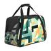 Geometric Cube Premium Fabric Cat Carrier with 900D Oxford Cloth Sherpa Base - Spacious Pet Bag with Nylon Webbing Handles - 17x10x11.8 in Ideal for Travel - Stylish and Comfortable