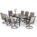 simple VILLA Outdoor Dining Set for 8 Patio Table and Chairs Set with 8 Padded Deep Seating Swivel Dining Chairs & Full Metal Extendable Table Outside Furniture Dining Set for Pools