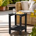 leecrd | Patio Garden Side Table With 2 Layer Storage Outdoor End Tables for Your Adirondack Chair - Black