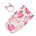 baby sleeping bag Baby Swaddle Wrap Sleep Sack Rose Flower Printed Elastic Match with A Bowknot for Daily Wear
