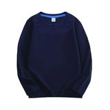 Fanxing Kids Boys Girls Solid Color Sweatshirt Children Long Sleeve Crewneck Pullover Fleece Lined Tops Kids Casual Tops Loose Plain Tunic Cute Blouse Tees Navy 1-2 Years