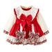 Hfolob Girls Dress Toddler Winter Long Sleeve Lace Lolita Vintage Plaid Bow Stand Collar Princess Dress Party Dresses