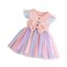 Summer Savings Clearance 2024! Itsun Toddler Dress Toddler Tulle Dresses Little Girls Velvet Tulle Fall Winter Long Sleeve Ruffle Holiday Dress Pink 3-4 Years