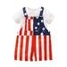 Rbaofujie Boy Casual Outfits Summer Casual Girls Boys Independence Day Dress Set Letter Red Top Star Strap Two Piece Set White