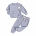 Penkiiy Boys Girls Homewear Sets Infant Toddler Newborn Baby Boys Girls Long Sleeve Rainbow Solid Sweatshirt Blouse Tops 2-3 Years Gray