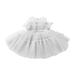 Tengma Toddler Girls Dresses Baby Lace Sleeveless Dress Solid Color Bow Dress Princess Puffy Dress Wedding Party Prom Wedding Party Princess Dress Pageant Gown White 100