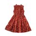 Tengma Toddler Girls Dresses Sleeveless Floral Vintage Princess Dresses Summer Beach Dresses Casual Wear Princess Dresses Red 120