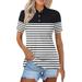 TQWQT Golf Shirts for Women 2024 Summer Trendy Short Sleeve Womens Tops Button V Neck Business Casual Collared Shirts Dressy Blouses Black L