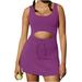 Brilliant Plus Size Clearance Tennis Dress for Women Workout Dress with Built in Shorts and Bra Cut Out athletic Dresses Purple M