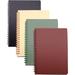 Spiral Notebook 4 Pcs 8.3 Inch x 5.9 Inch A5 Thick Plastic Hardcover 8mm Ruled 4 Color 80 Sheets 160 Pages Journals for Study and Notes (style 10Wine Red Brown Green ivory A5)