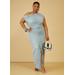 Plus Size Off The Shoulder Denim Maxi Dress