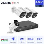 8CH Kit de Videosurveillance PoE nvr 4× Camera PoE 4MP Full Color Night Vision Kit Caméra de