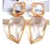 Anthropologie Jewelry | Large Gold Clear Earring Chunky White Acrylic Crystal Bold 3.75” Anthropologie | Color: White | Size: Os