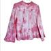 Anthropologie Tops | Maeve By Anthropologie Tie Dye Poplin Bell Sleeve Blouse Long Sleeve Size 12 | Color: Pink/White | Size: 12