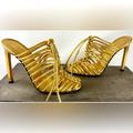 Gucci Shoes | Authentic Gucci Gold Caged Tie String Stiletto Heels | Color: Gold | Size: 5.5