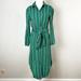 Anthropologie Dresses | Maeve By Anthropologie Martina Green Vertical Stripe Midi Shirt Dress Size 8 P | Color: Green | Size: 8p