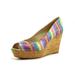 Nine West Shoes | Nine West 9 M Cheerful Rainbow Open Toe Wedge | Color: Blue/Purple | Size: 9