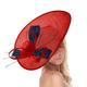 Caprilite 41cm Saucer Sinamay Red Navy Fascinator On Headband Wedding Derby Ascot Races Ladies Hat Large