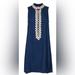 Lilly Pulitzer Dresses | Lilly Pulitzer Navy Sleeveless Shift Dress W/ Stunning Gold Ring Embroidery | Color: Blue/Gold | Size: 10