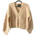 American Eagle Outfitters Sweaters | American Eagle Cropped Button Up V-Neck Cable Neck Sweater Cardigan S Small Nwt | Color: Cream | Size: S