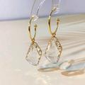 Anthropologie Jewelry | 18k Gold Square Glass Pendent Earrings | Color: Gold | Size: Os
