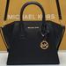 Michael Kors Bags | Michael Kors Avril Small Leather Top-Zip Satchel Black Color | Color: Black/Gold | Size: Small