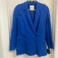 Madewell Jackets & Coats | Double-Breasted Crossover Blazer In 100% Linen | Color: Blue | Size: Xs