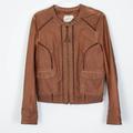 Anthropologie Jackets & Coats | Anthropologie Hei Hei Dara Zip Up Faux Leather Jacket Womens Size Large | Color: Brown/Tan | Size: L