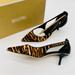 Michael Kors Shoes | Michael Kors Pointed Toe Animal Print Mid Pump Sandals 6.5 Nwt | Color: Black/Brown | Size: 6.5