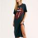 Free People Dresses | Free People X Daydreamer Rolling Stones Ultra Soft Side Slit T-Shirt Boho Dress | Color: Black/Gray | Size: L
