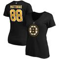 Damen Fanatics Branded David Pastrnak Black Boston Bruins T-Shirt mit V-Ausschnitt und Namen und Nummer in Übergröße in Schwarz