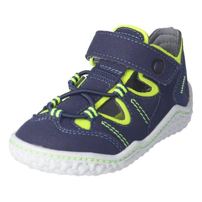 Barfußschuh RICOSTA "Jeff WMS: normal", Kinder, Gr. 33, bunt (navy, neongelb), Lederimitat, Textil, kontrastfarbene Details, sportlich, Schuhe, Barfußschuh mit Gummizug u. Klett, Größenschablone zum Download Image