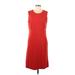 Lands' End Casual Dress - Shift: Red Solid Dresses - Women's Size 10