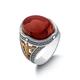 Yemen Agate (Aqeeq) Stone Carving Ottoman Style Sterling Silver Men's Ring (T)