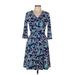 Brixon Ivy Casual Dress - Wrap: Blue Floral Motif Dresses - Women's Size Medium