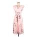 Ann Taylor LOFT Casual Dress: Pink Floral Motif Dresses - Women's Size Medium