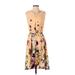 Simply Vera Vera Wang Casual Dress - Fit & Flare: Yellow Floral Dresses - Women's Size Small