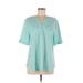 Croft & Barrow Short Sleeve Top Blue Keyhole Tops - Women's Size Large Petite