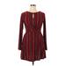 Lily Rose Casual Dress - Wrap: Burgundy Stripes Dresses - Women's Size X-Large