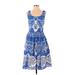 Plenty By Tracy Reese Casual Dress - Fit & Flare: Blue Print Dresses - Women's Size 4