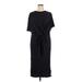 Zara W&B Collection Casual Dress - Wrap Crew Neck Short sleeves: Black Solid Dresses - Women's Size X-Large