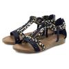 Sandale LASCANA "Sommerschuh", Damen, Gr. 39, schwarz, Obermaterial: 50% Lederimitat, 50% Textilmaterial. Futter: 100% Lederimitat. Decksohle: 100% Lederimitat. Laufsohle: 100% Synthetik, mehrfarbig, bedruckt, casual, Schuhe, Sandalette, Sommerschuh...